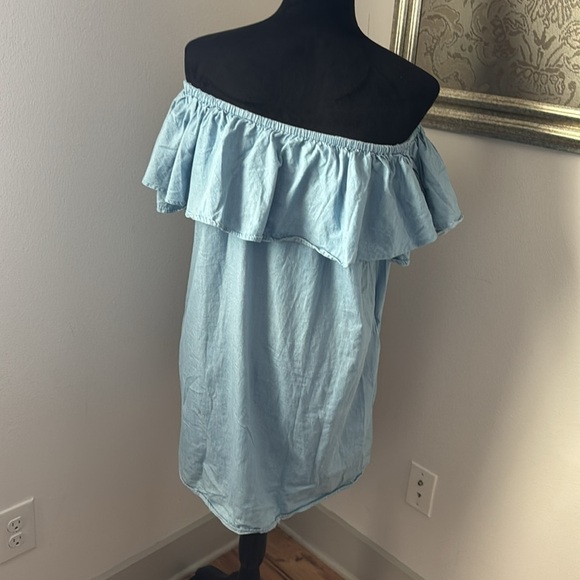 Paradise ruffle Light Blue Off-Shoulder dress Sz‎ L - Picture 4 of 6
